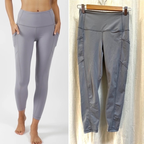 “lux" High Waist Side Pocket 7/8 Ankle Legging Curved Yoke small - Picture 1 of 13
